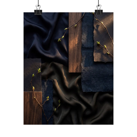 Silk Drape Wall Art Print | Spring Dark Japandi Dark Texture Art