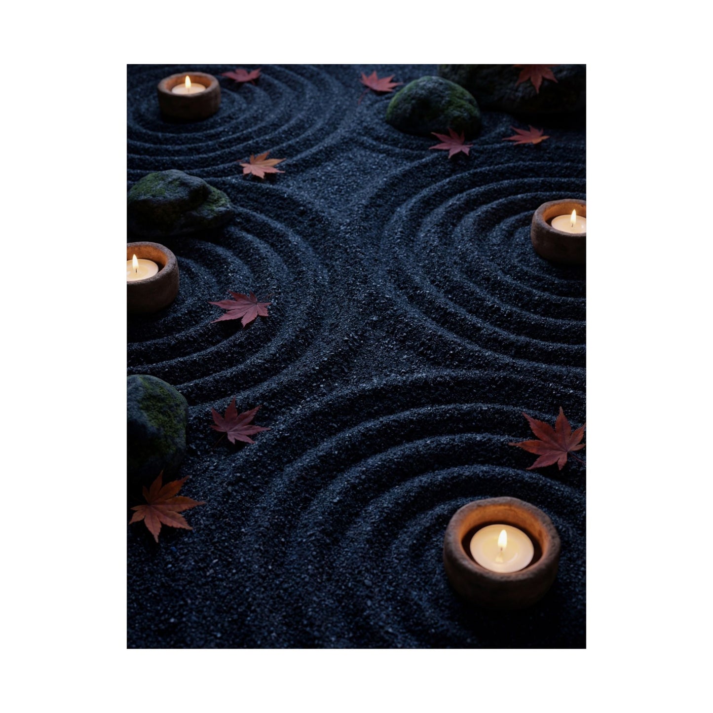 Autumn Rock Garden Dark Texture Wall Art Print | Luxurious Decor