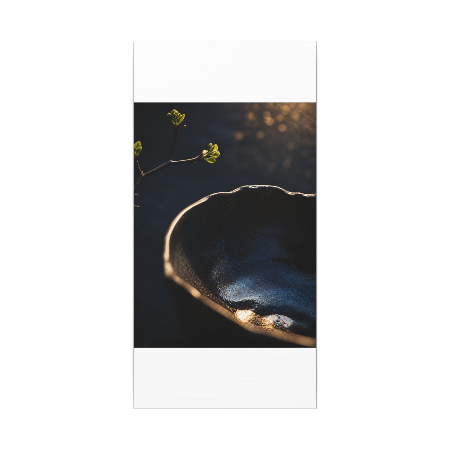 Ma Ceramic Bowl Canvas Art - Dark Japandi Shadow Zen