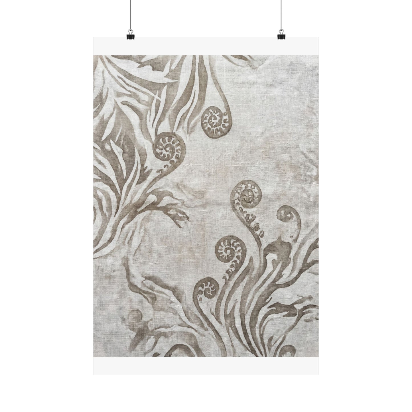 Fern Unfurling Japanese Pattern Wall Art Print | Neutral Japandi Art Art Print