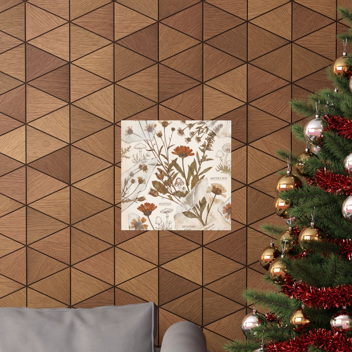Winter Dried Flowers Herbarium Wall Art Print | Rustic Decor
