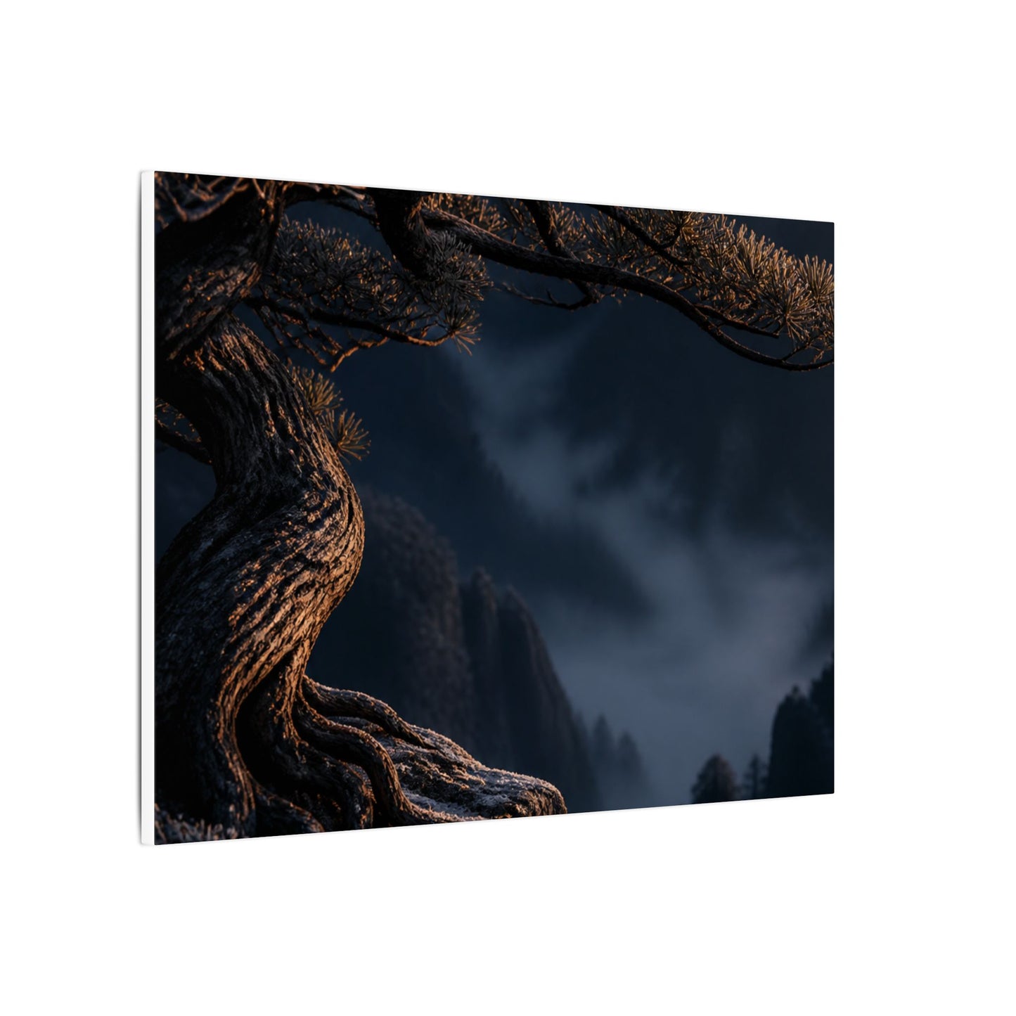 Bold Pine Tree Canvas Art - Shadow Zen Dark Japandi
