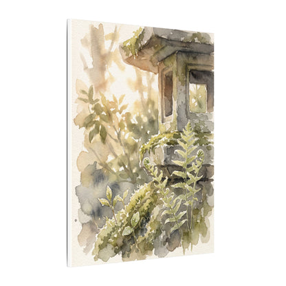 Earthy Stone Lantern Canvas Art - Watercolor Japandi