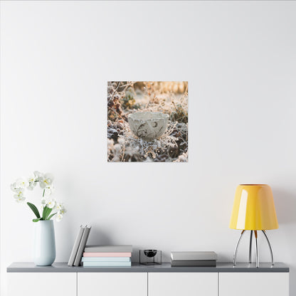 Japandi Ceramic Bowl in Golden Hour | Japanese Pattern Canvas Art