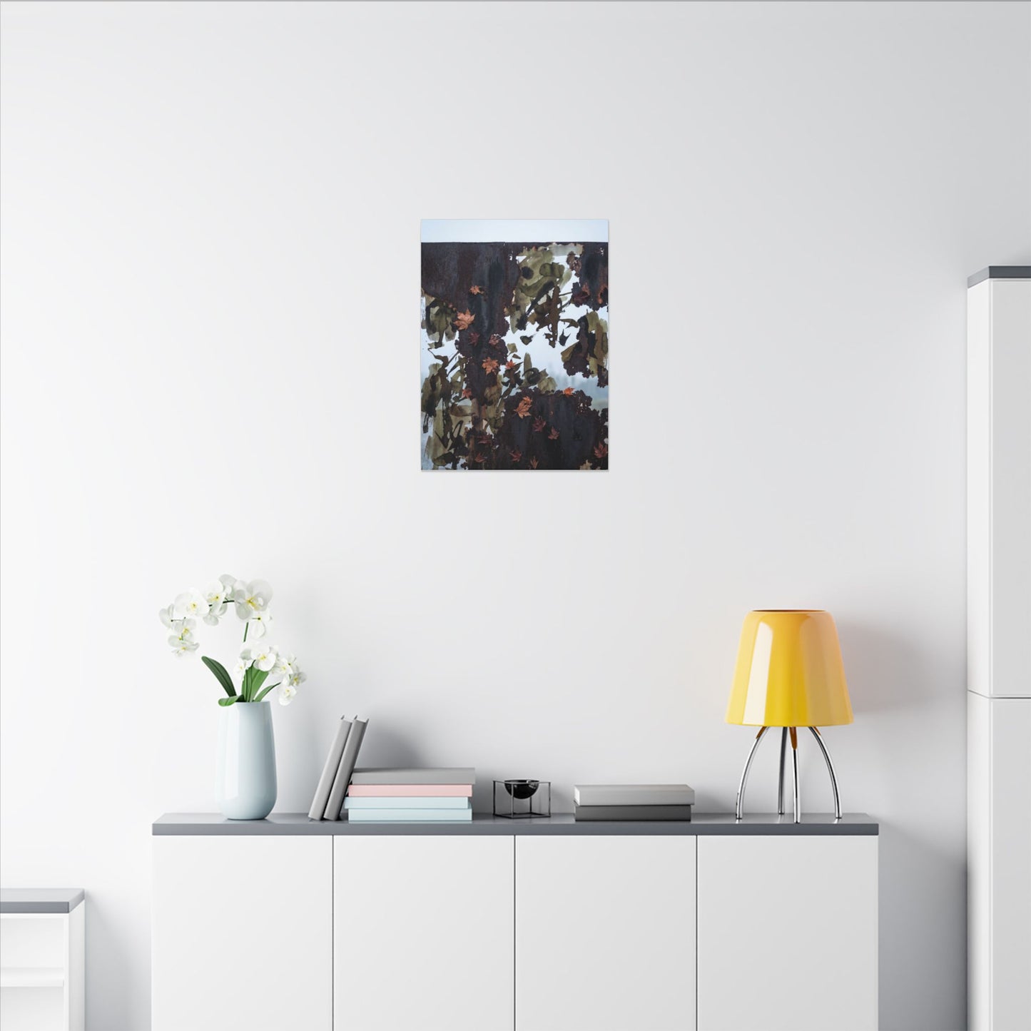 Rust Patina Charcoal Ink Canvas Art | Sophisticated Dark Japandi Art