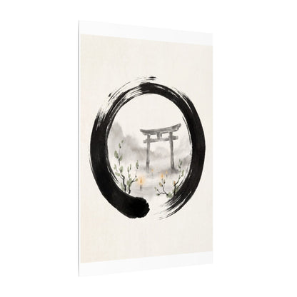 Spring Torii Gate Enso Canvas Art | Tranquil Decor
