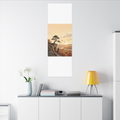 Pine Tree Autumn Canvas Art | Japandi Warm Design