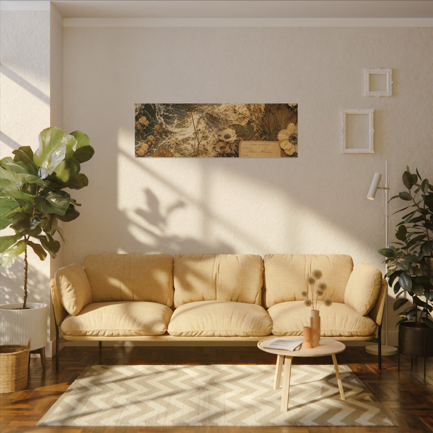 Spring Ocean Wave Herbarium Canvas Art | Nostalgic Decor