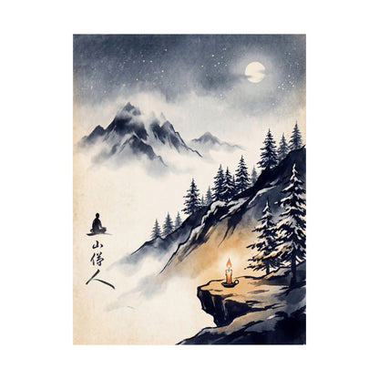Calm Mountain Mist Wall Art Print - Ukiyo E Inspired Zen