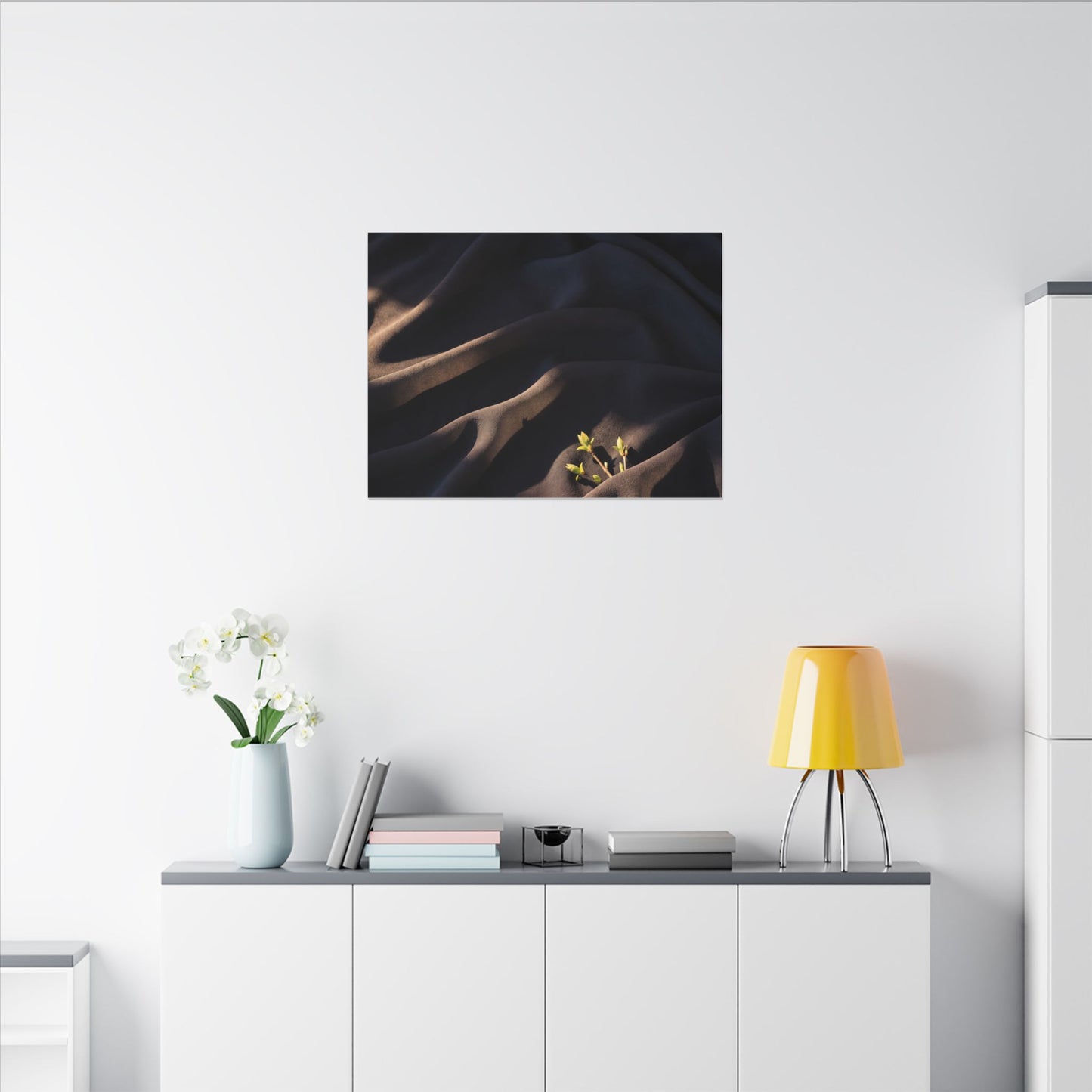 Silk Drape Shadow Zen Canvas Art | Luxurious Dark Japandi Art