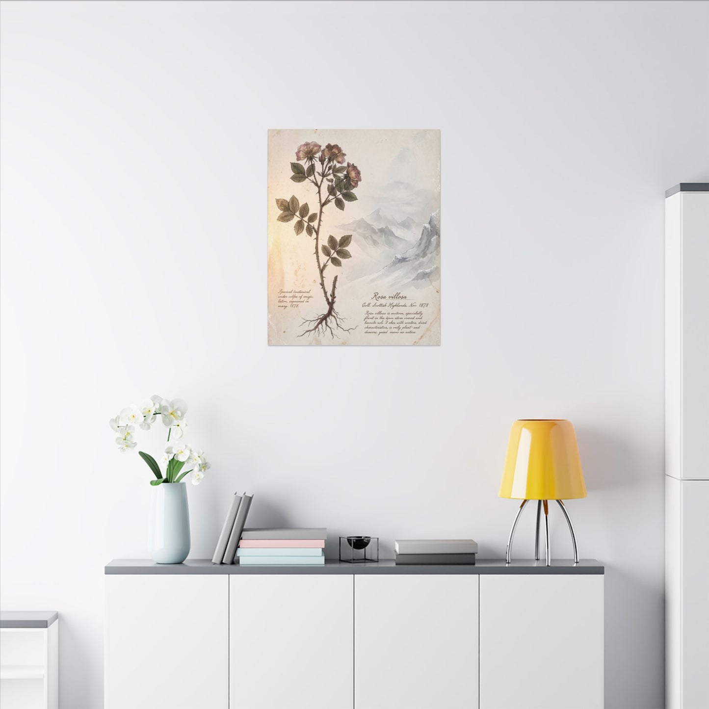 Winter Mountain Mist Herbarium Canvas Art | Earthy Decor
