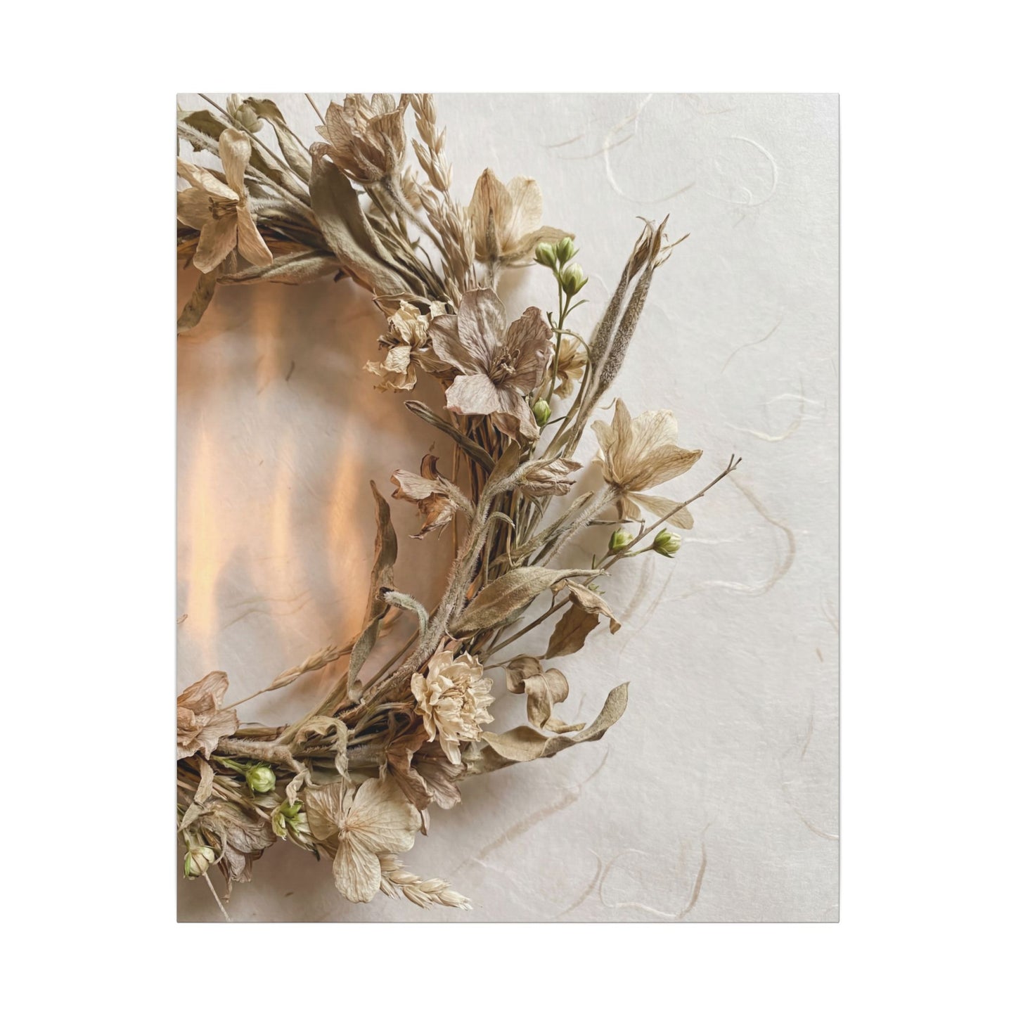 Dried Flowers Japanese Pattern Canvas Art | Neutral Japandi Art