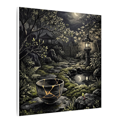 Kintsugi Moonlit Garden in Dappled | Gold Repair Canvas Art