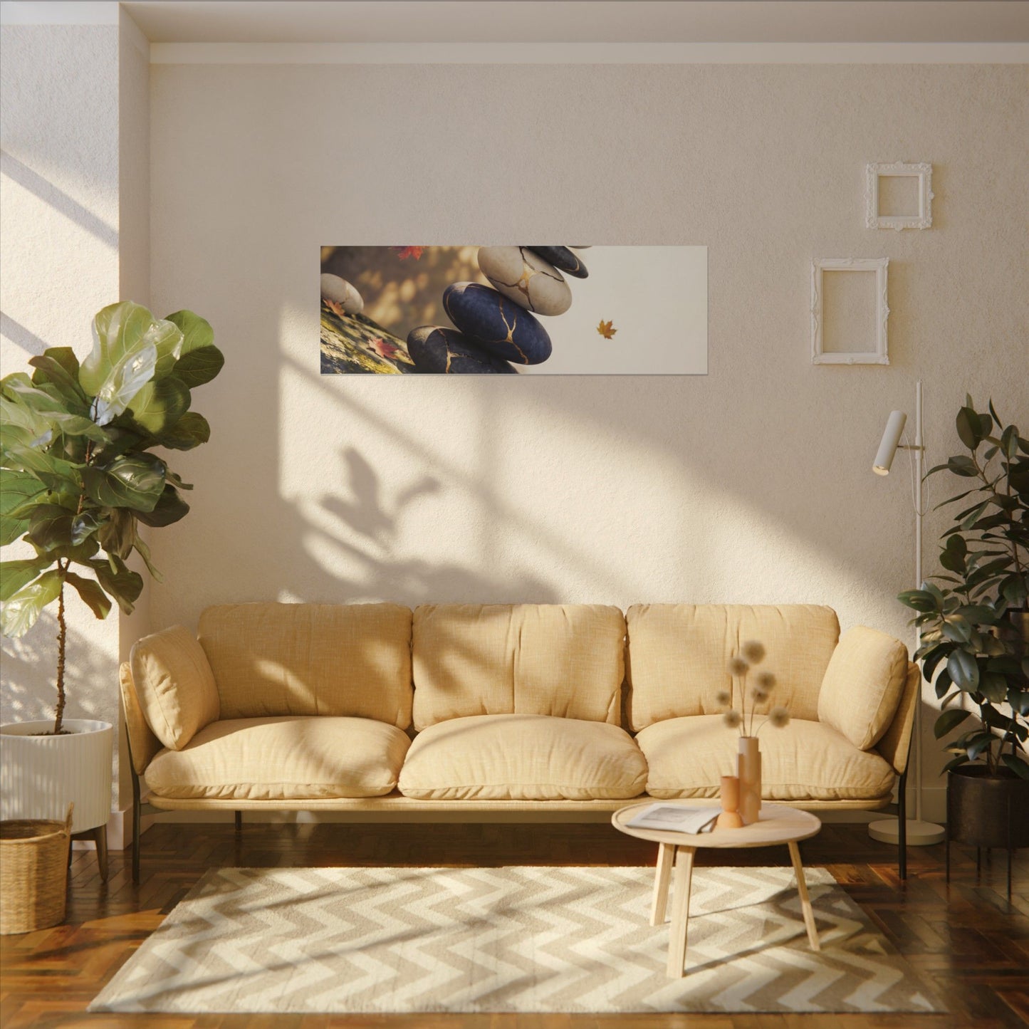 Ma River Stones Canvas Art - Kintsugi Gold Vein