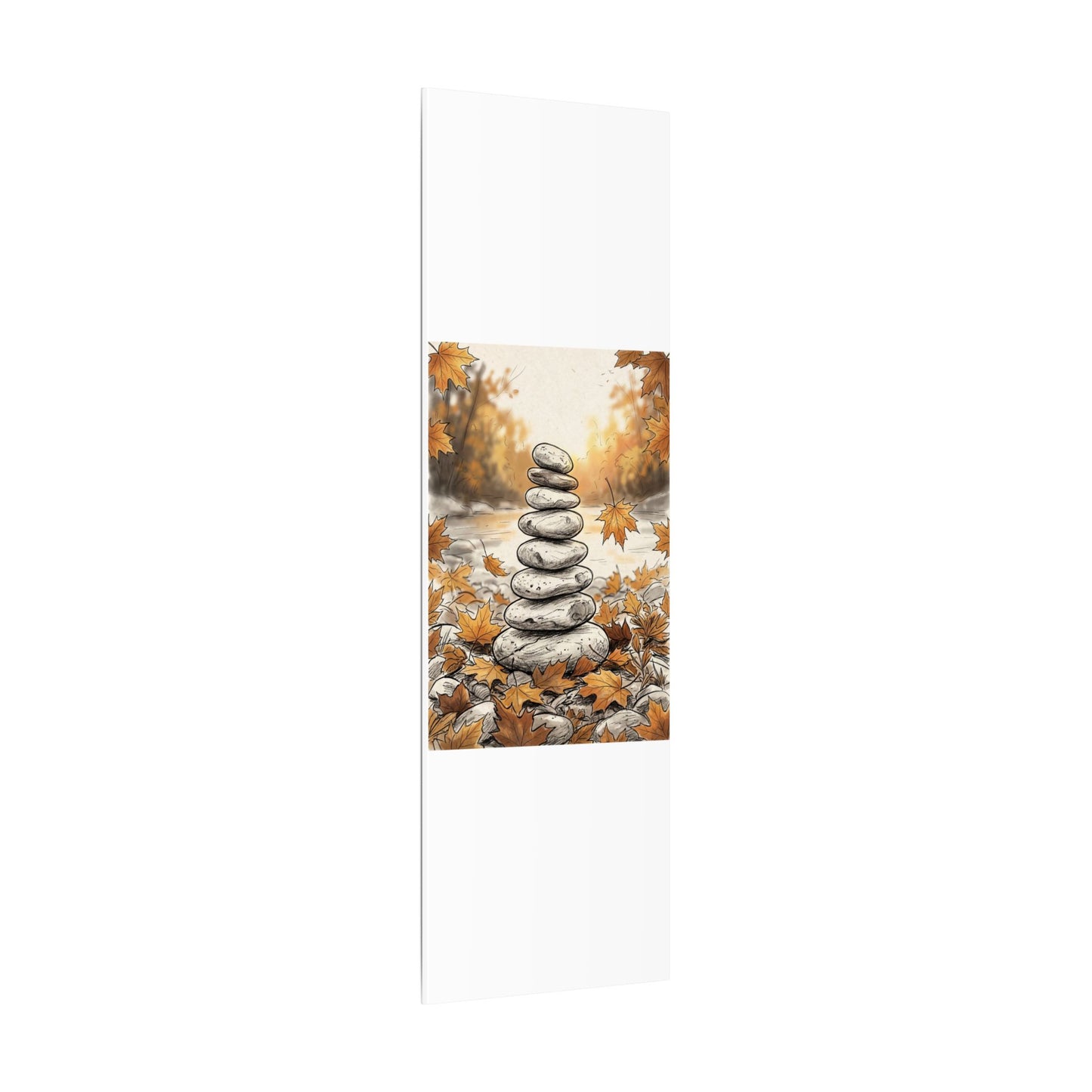 Earthy River Stones Canvas Art - Minimal Line Japandi