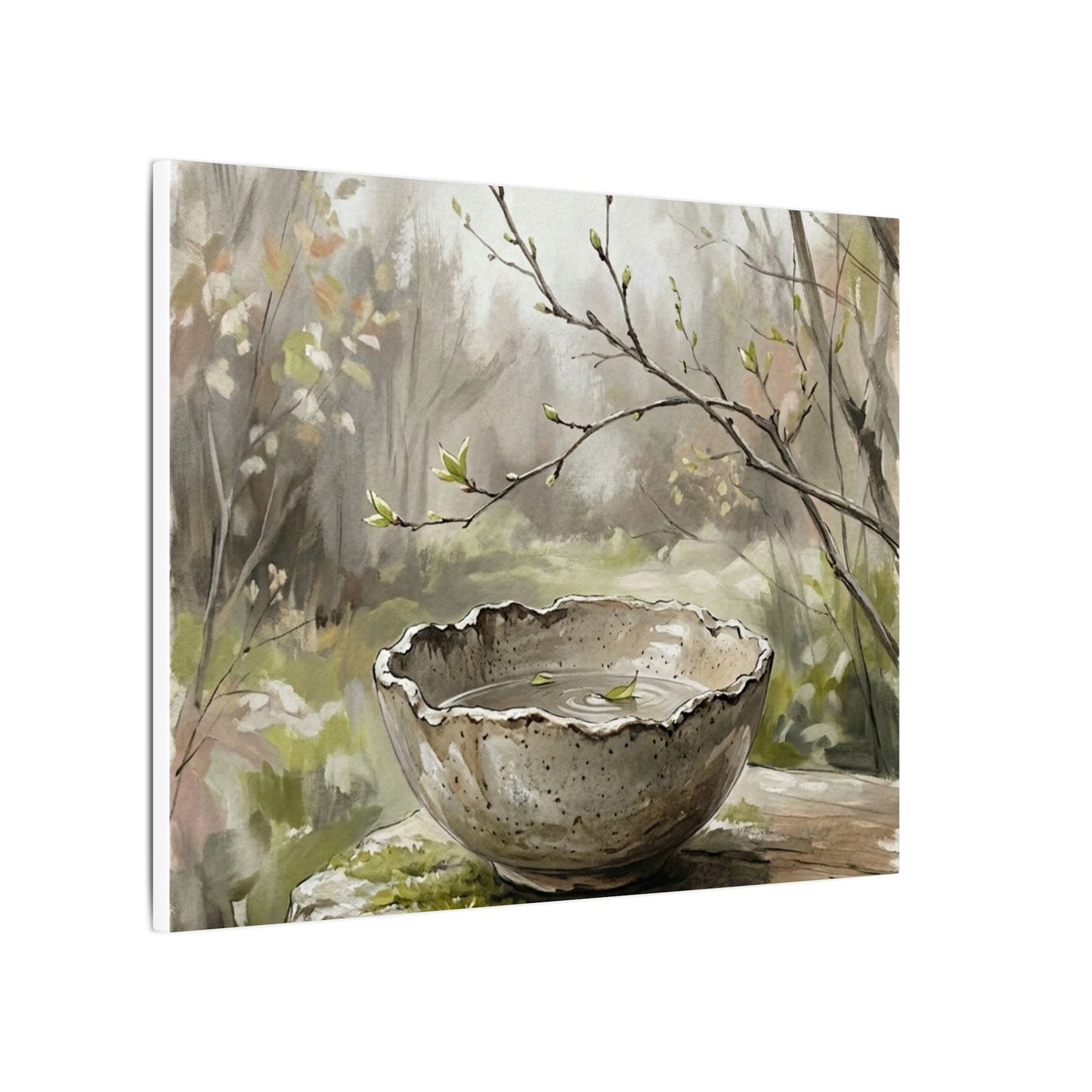 Japandi Ceramic Bowl in Overcast | Minimal Line Canvas Art