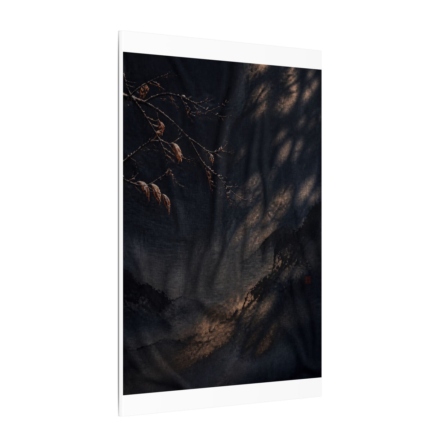 Atmospheric Silk Drape Canvas Art - Charcoal Ink Dark Japandi