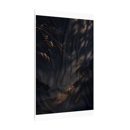 Atmospheric Silk Drape Canvas Art - Charcoal Ink Dark Japandi