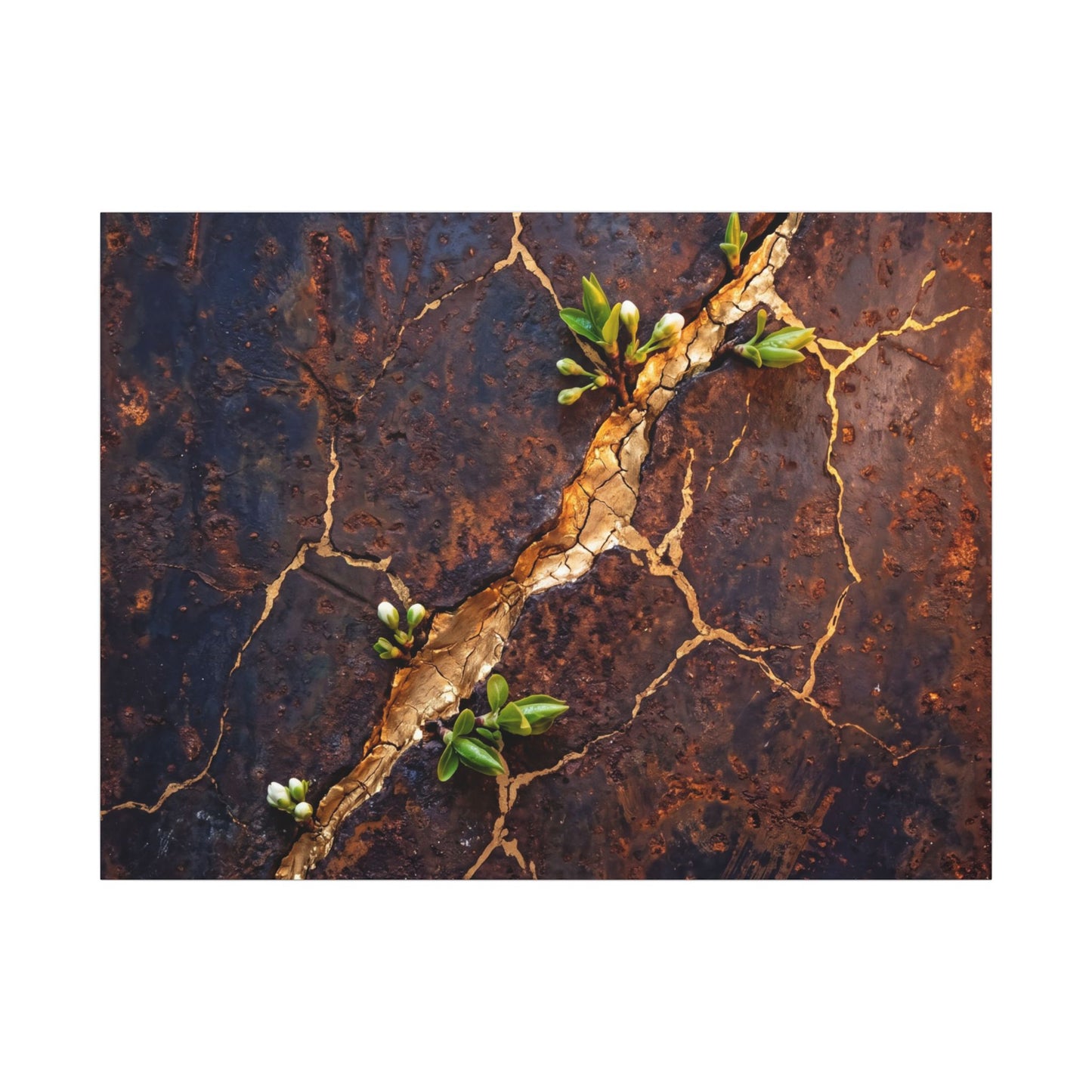 Rust Patina Spring Canvas Art | Kintsugi Resilient Design