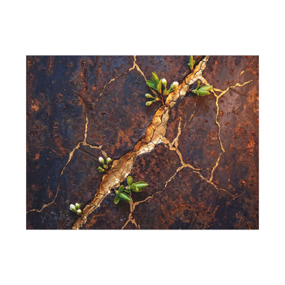 Rust Patina Spring Canvas Art | Kintsugi Resilient Design