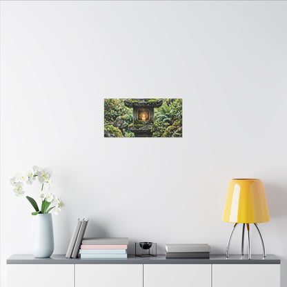 Neutral Stone Lantern Canvas Art - Japanese Pattern Japandi