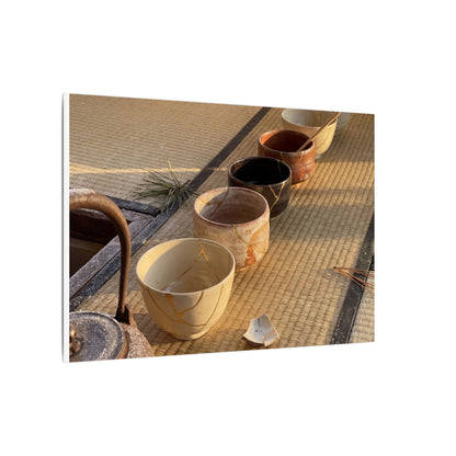 Kintsugi Tea Ceremony in Golden Hour | Gold Repair Canvas Art