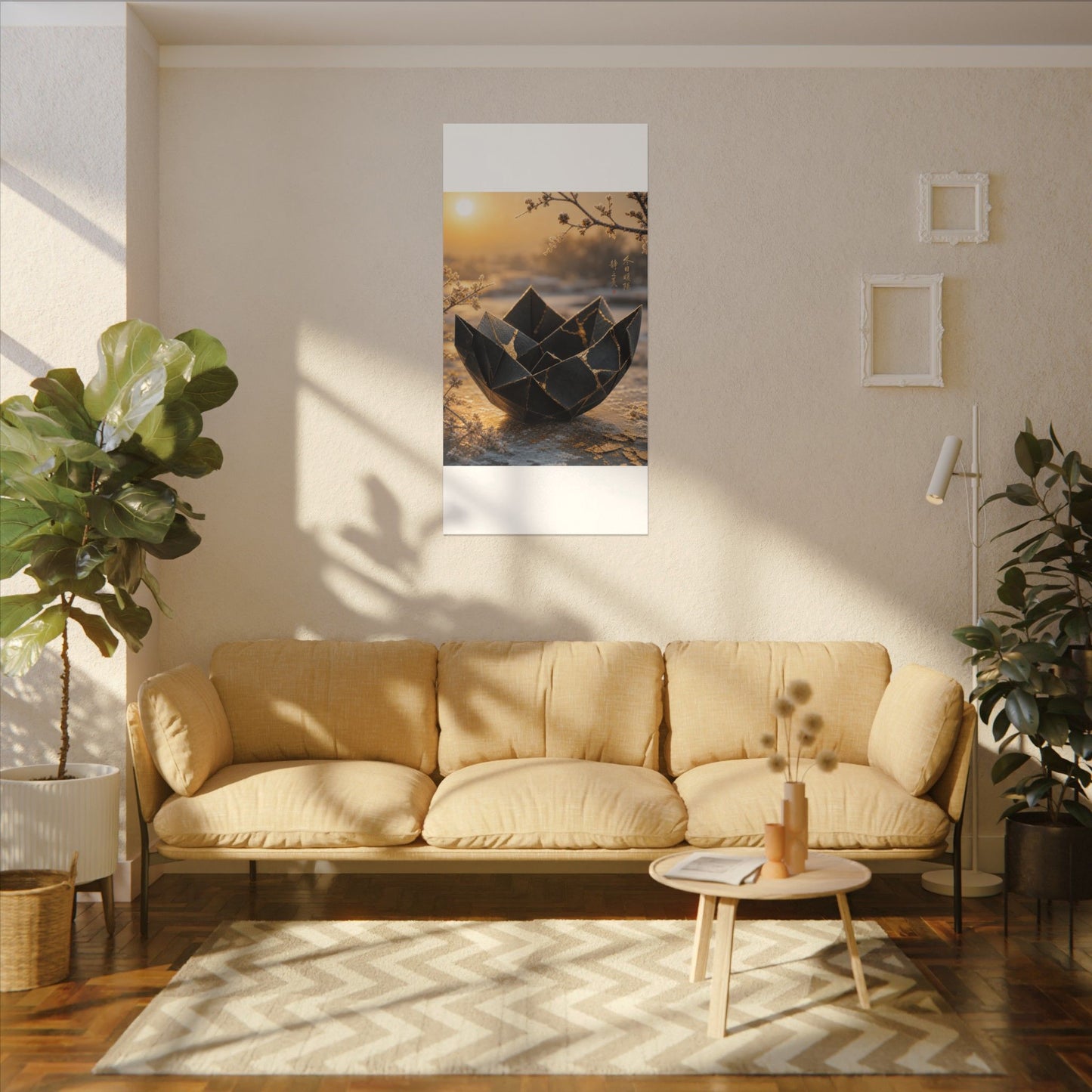 Kintsugi Paper Fold in Golden Hour | Gold Repair Canvas Art