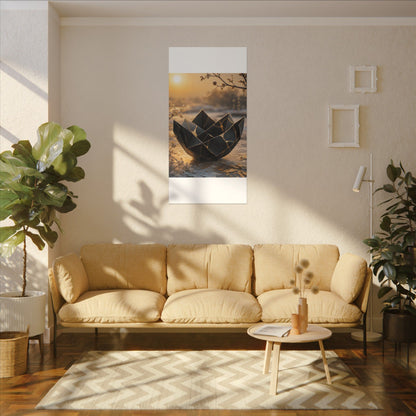 Kintsugi Paper Fold in Golden Hour | Gold Repair Canvas Art