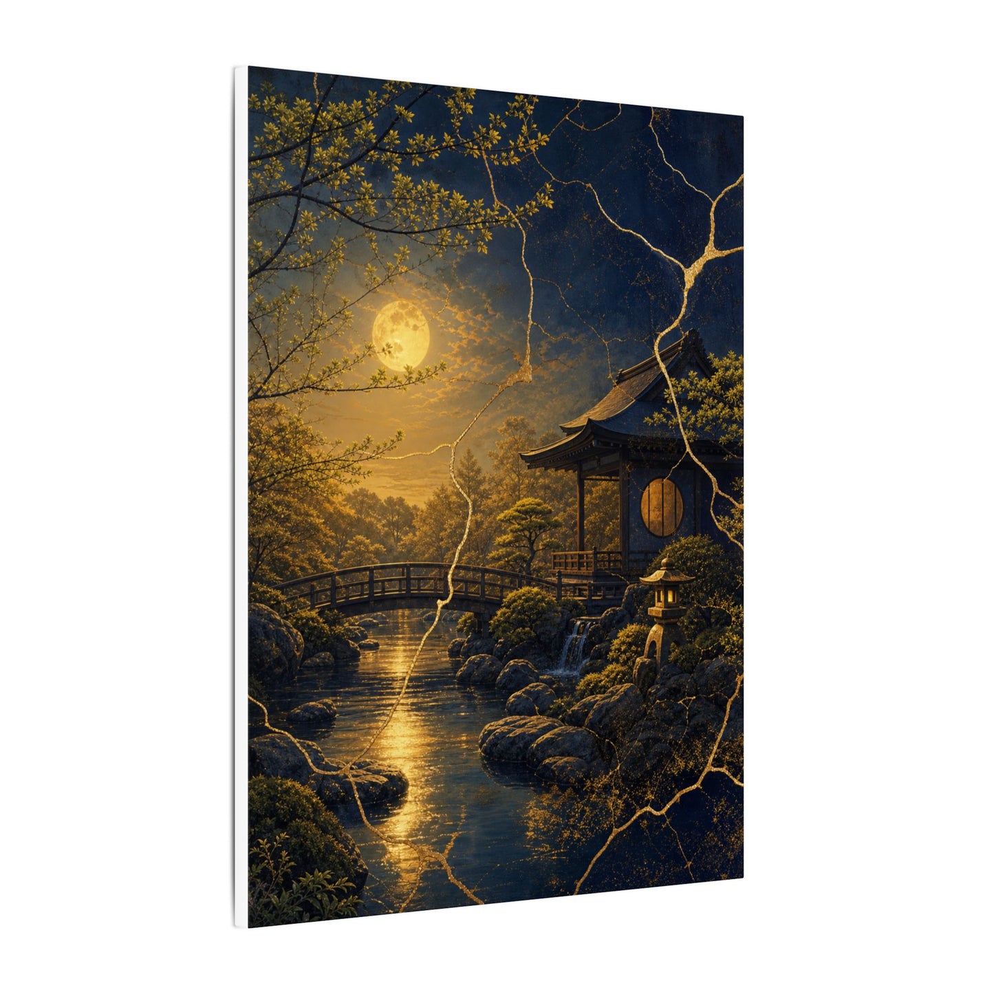 Spring Moonlit Garden Gold Vein Canvas Art | Resilient Decor