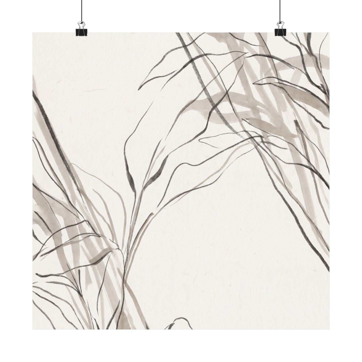 Japandi Shoji Screen in Dappled | Minimal Line Wall Art Print