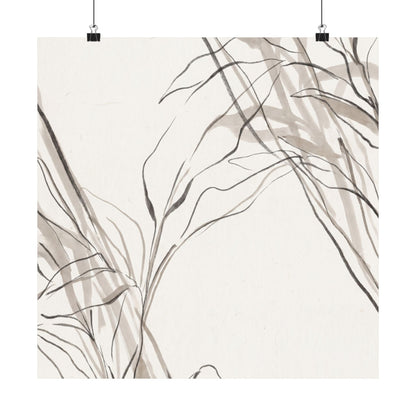 Japandi Shoji Screen in Dappled | Minimal Line Wall Art Print