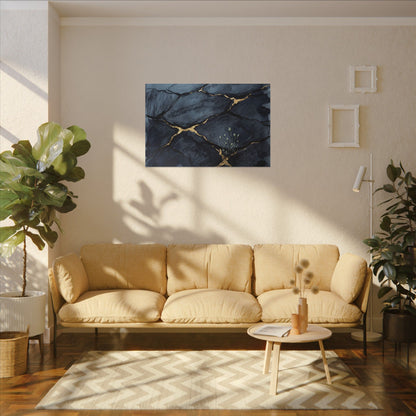 Mono No Aware Cracked Earth Canvas Art - Dark Japandi Charcoal Ink