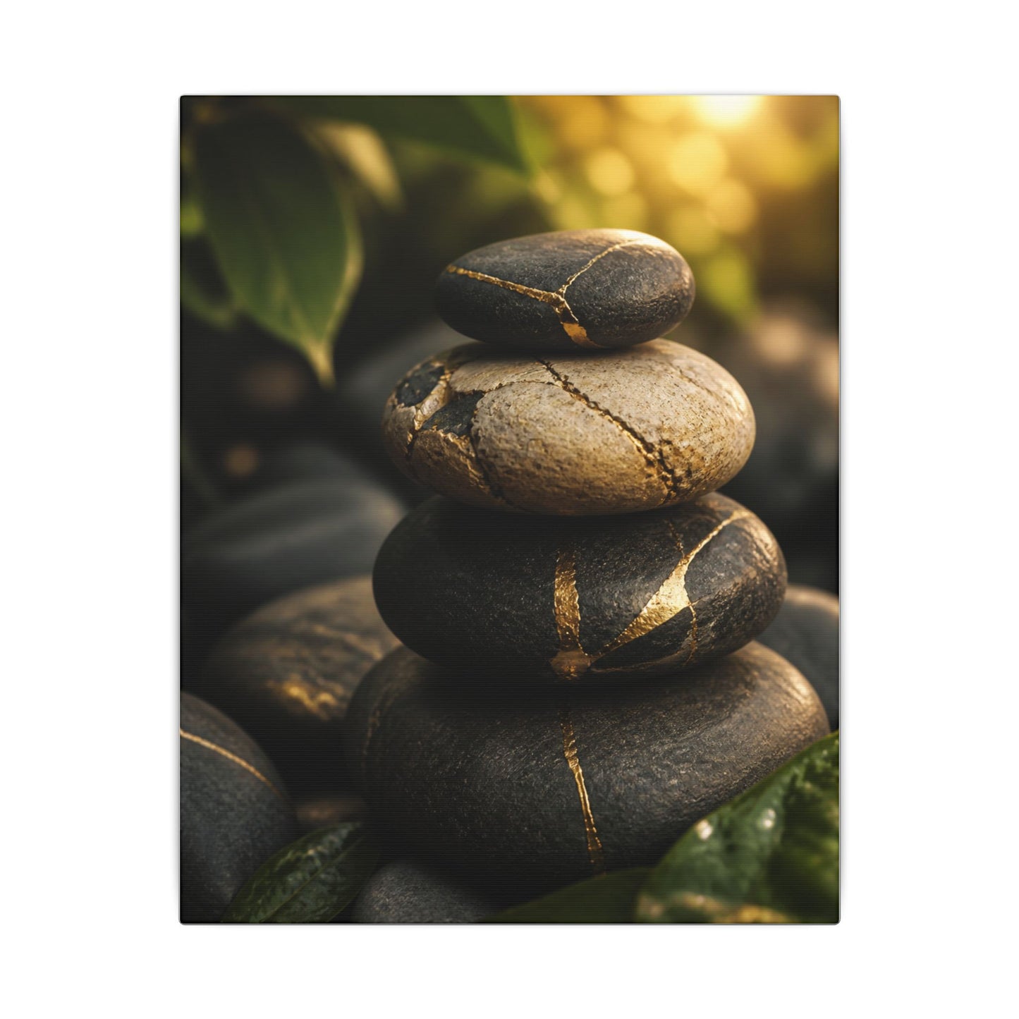 Summer River Stones Broken Beauty Canvas Art | Healing Decor