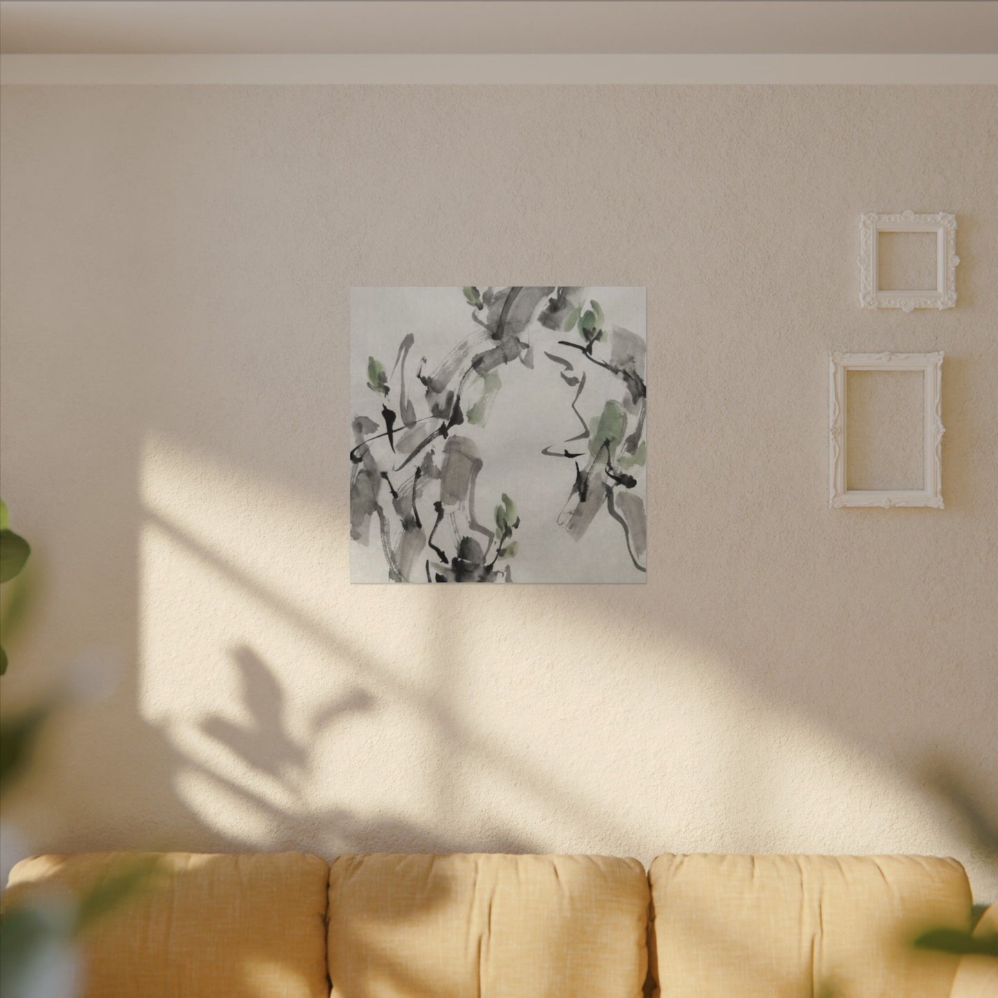 Zen Ink Brushstroke in Overcast | Sumi E Canvas Art