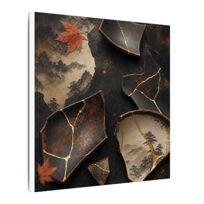 Broken Pottery Gold Vein Canvas Art | Philosophical Kintsugi Art