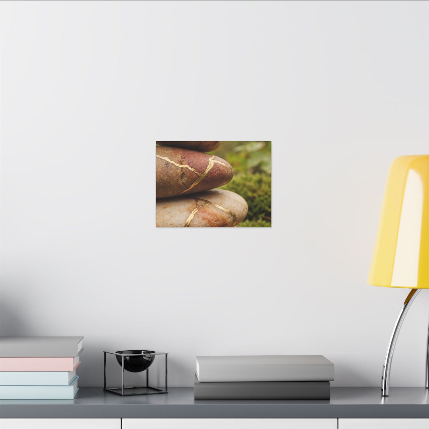 River Stones Summer Canvas Art | Kintsugi Healing Design