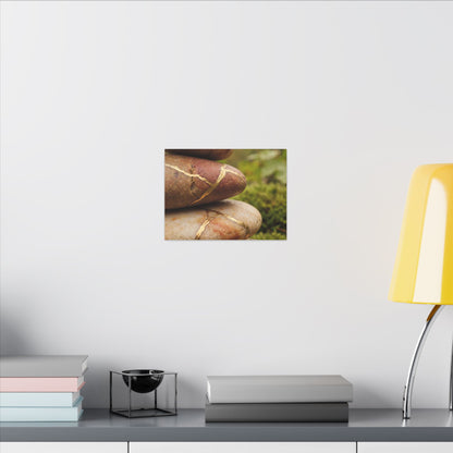 River Stones Summer Canvas Art | Kintsugi Healing Design