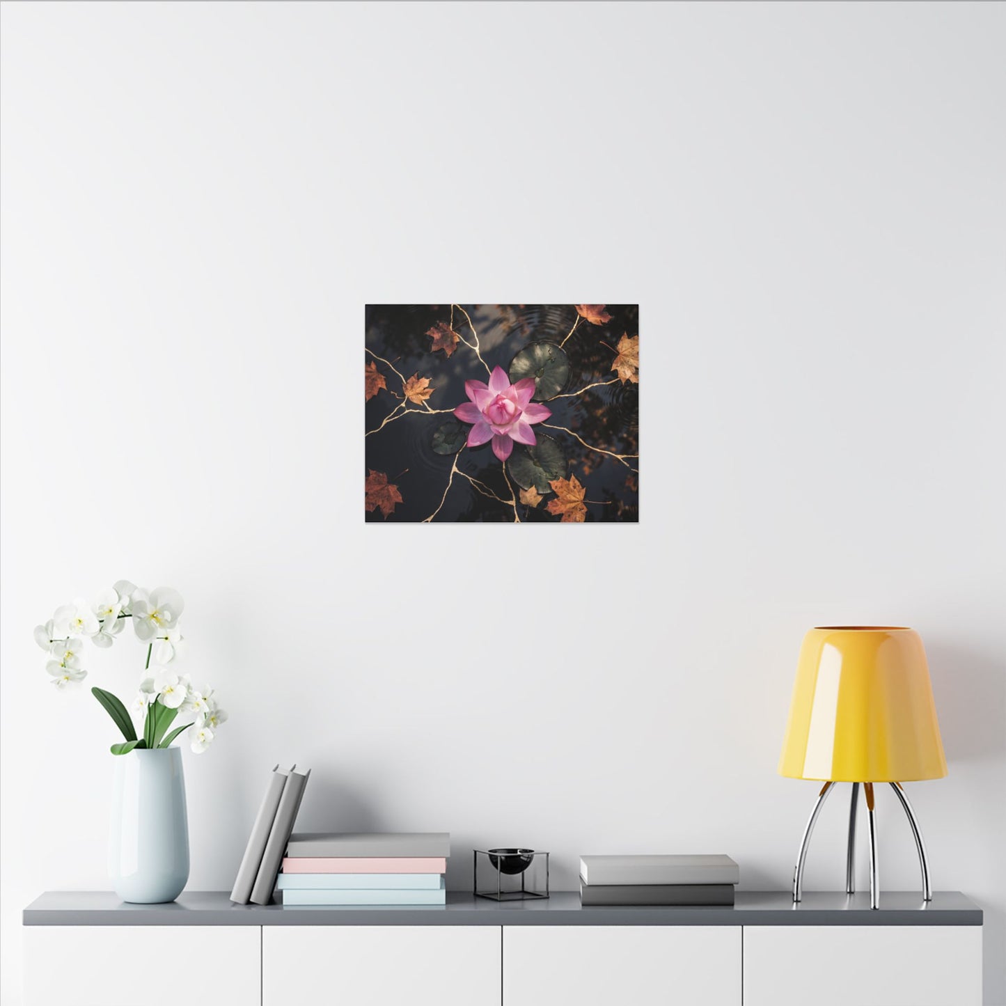 Ma Lotus Flower Canvas Art - Kintsugi Gold Vein