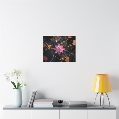 Ma Lotus Flower Canvas Art - Kintsugi Gold Vein