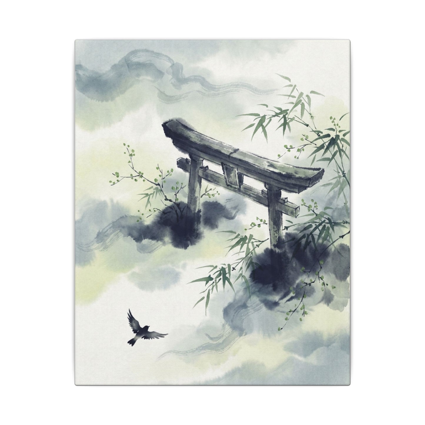Torii Gate Sumi E Canvas Art | Serene Zen Art