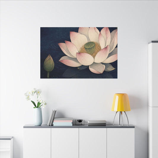 Lotus Flower Ukiyo E Inspired Canvas Art | Peaceful Zen Art