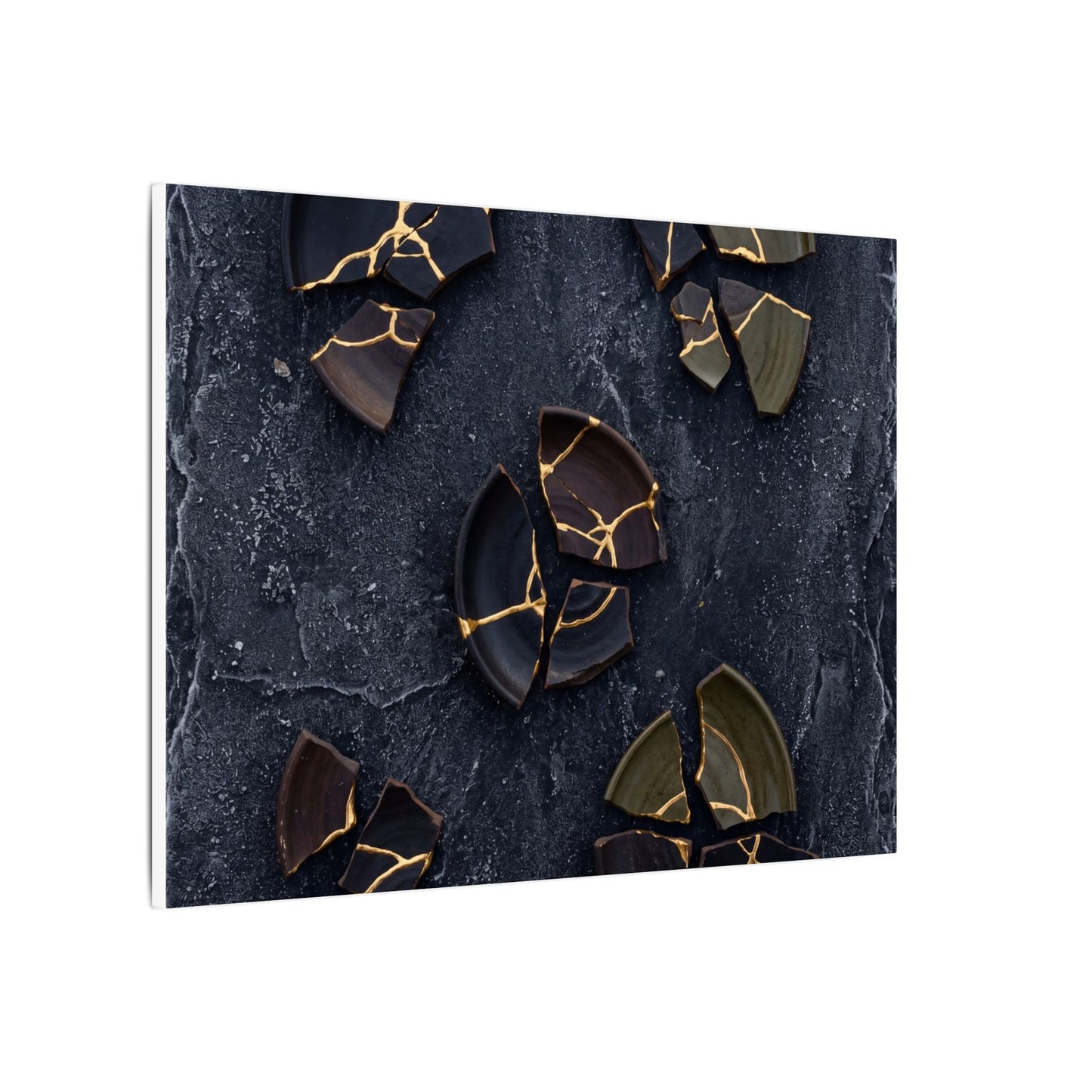 Broken Pottery Canvas Art | Winter Dark Japandi Shadow Zen Art