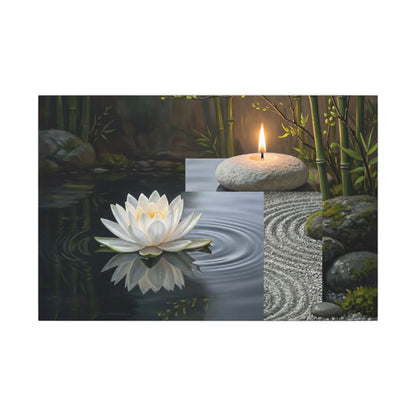 Candlelight Lotus Flower Canvas Art - Zen Kanso