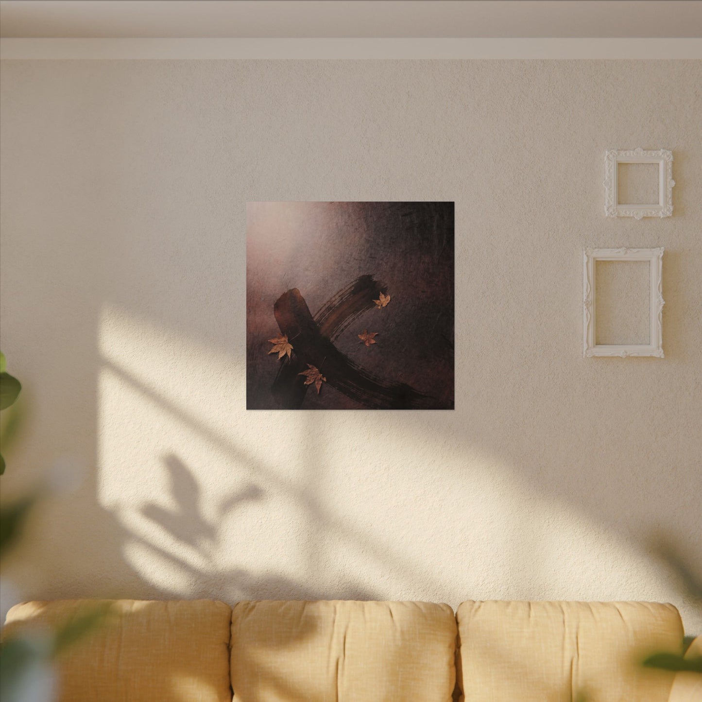 Moody Ink Brushstroke Canvas Art - Moody Minimal Dark Japandi