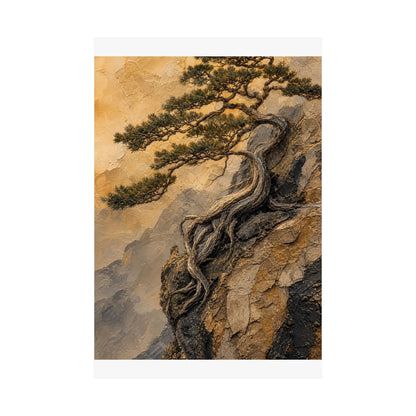 Elegant Pine Tree Wall Art Print - Texture Japandi