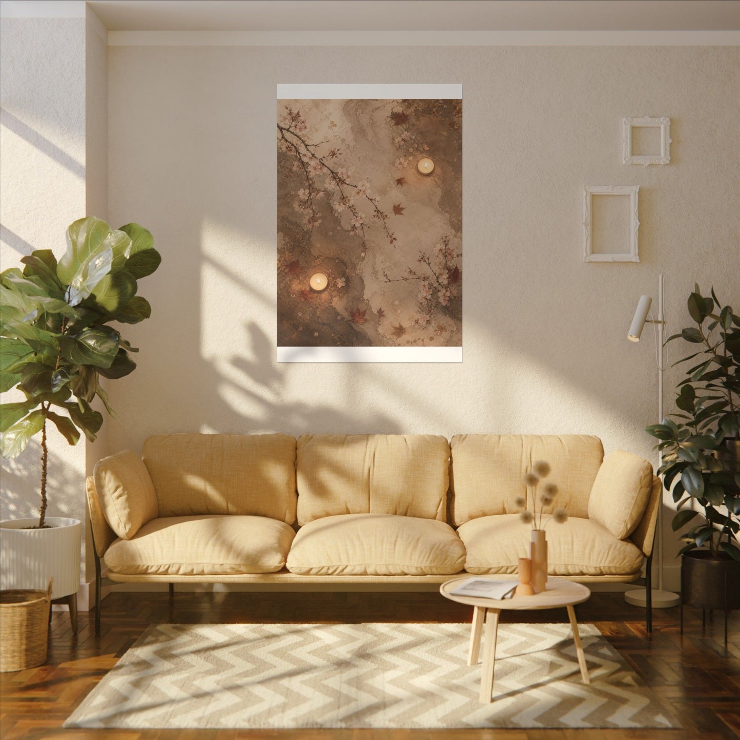 Cherry Blossom Canvas Art | Autumn Japandi Japanese Pattern Art