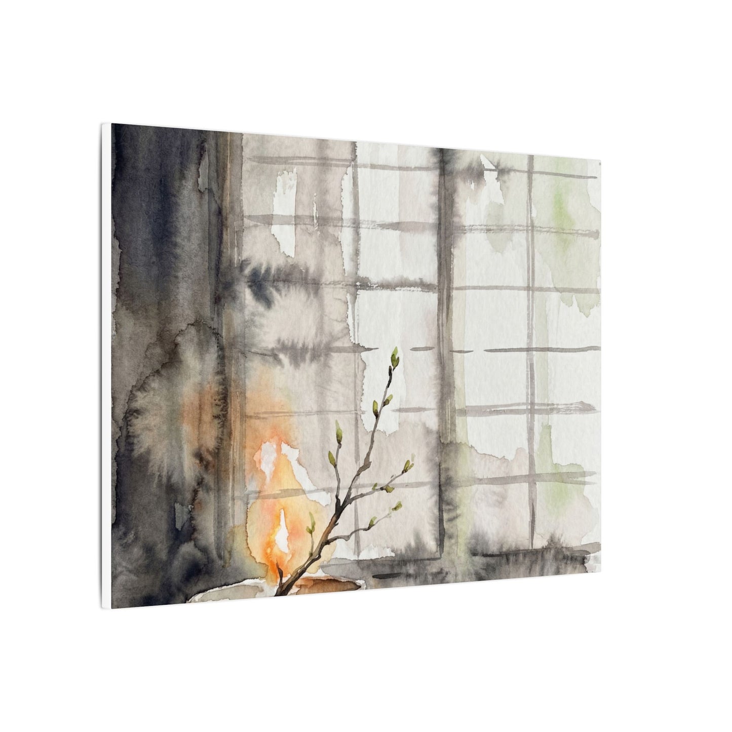 Shoji Screen Canvas Art | Spring Japandi Watercolor Art