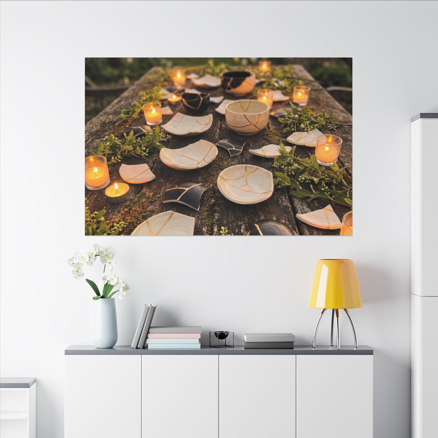 Broken Pottery Spring Canvas Art | Kintsugi Beautiful Design