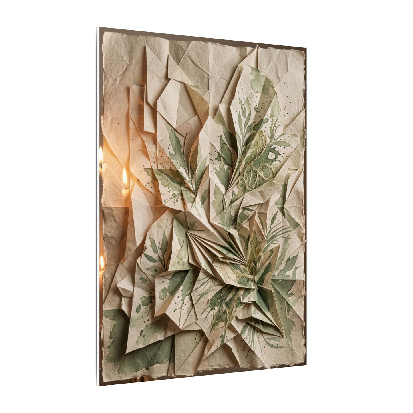 Japandi Paper Fold in Candlelight | Texture Canvas Art