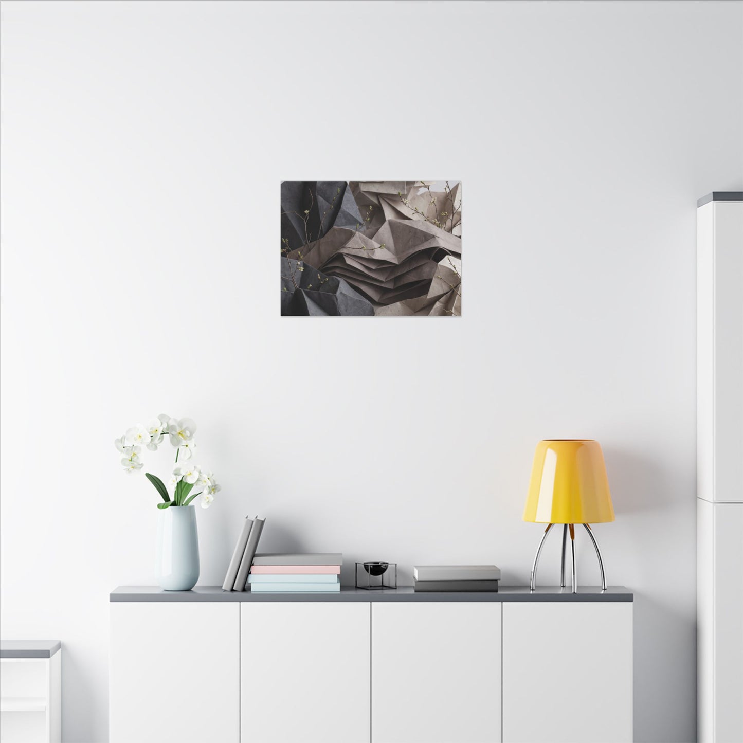 Neutral Paper Fold Canvas Art - Texture Japandi